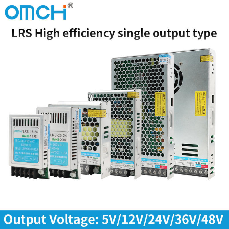 Omch Lrs Series Ultra-Thin Switching Power Supply AC DC 35W-400W 5V 12V 24V 48V Single Output Industrial Electronics