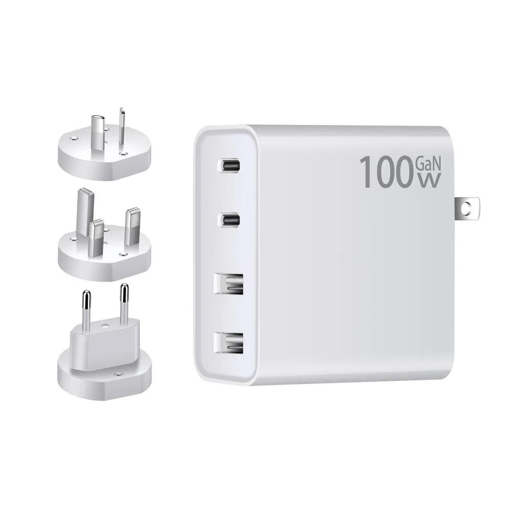 High-Speed 100W Type-C GaN Charger Super Fast 4-Port Travel Adapter with Pd Function for MacBook Mobile Phone Au Socket Standard