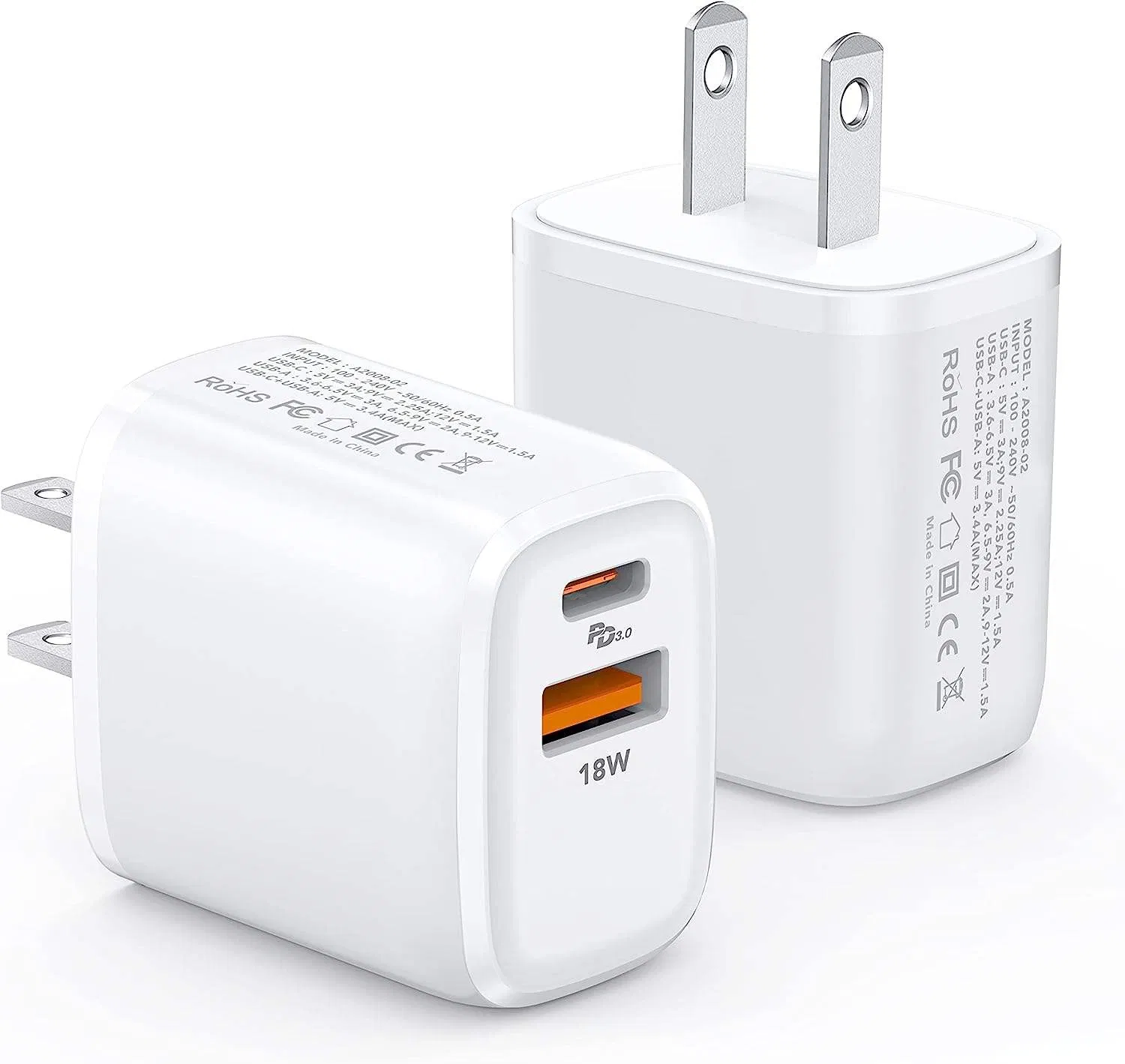 Upgraded 20W Dual Port USB-C Wall Charger Pd Fast Charge Adapter for iPhone