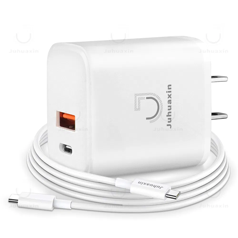 Juhuaxin Carga Rapida Cargadores Para Celulares Cubo USB Dual a+C Pd 15W 20W 18W 30W CE Fast Charging Type C Port Power Adapter Mobile Phone Charger for Samsung