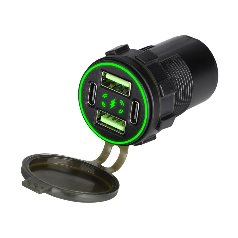 Round Four Port Power Delivery Automotive Module Suitable for OEM Customization USB Auto Charger