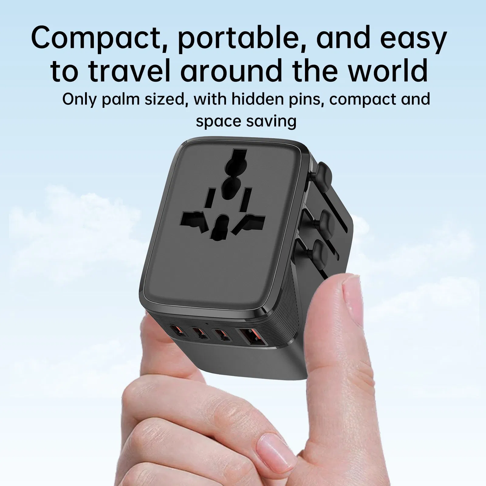 20W GaN World Travel Adapter Charger 3-USB-C 1-USB-a EU Us UK Au