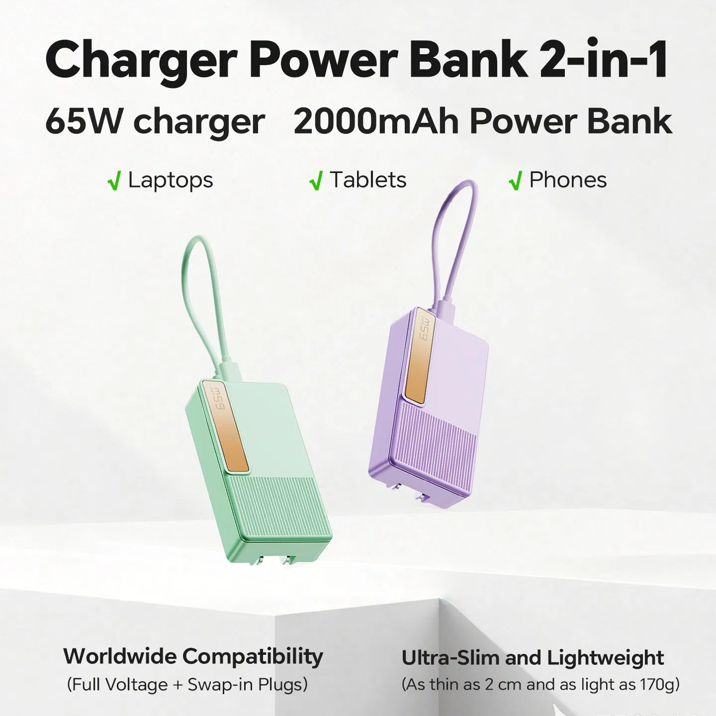 Durable Build Uninterruptible Power Delivery 65W GaN Pd Emergency Charger for Workstations