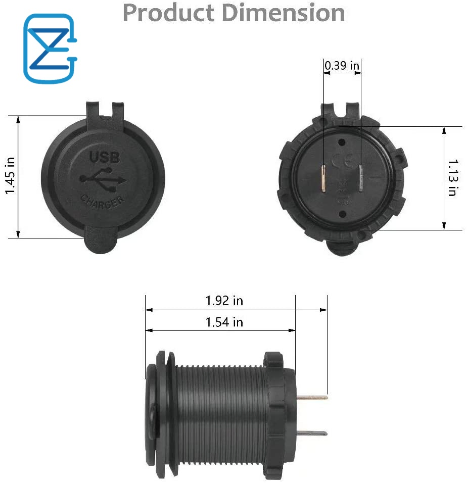 12V 24V Waterproof Voltage Display QC3.0 and Type C Dual USB Charger Socket Power Outlet for Car Boat Marine Mobile