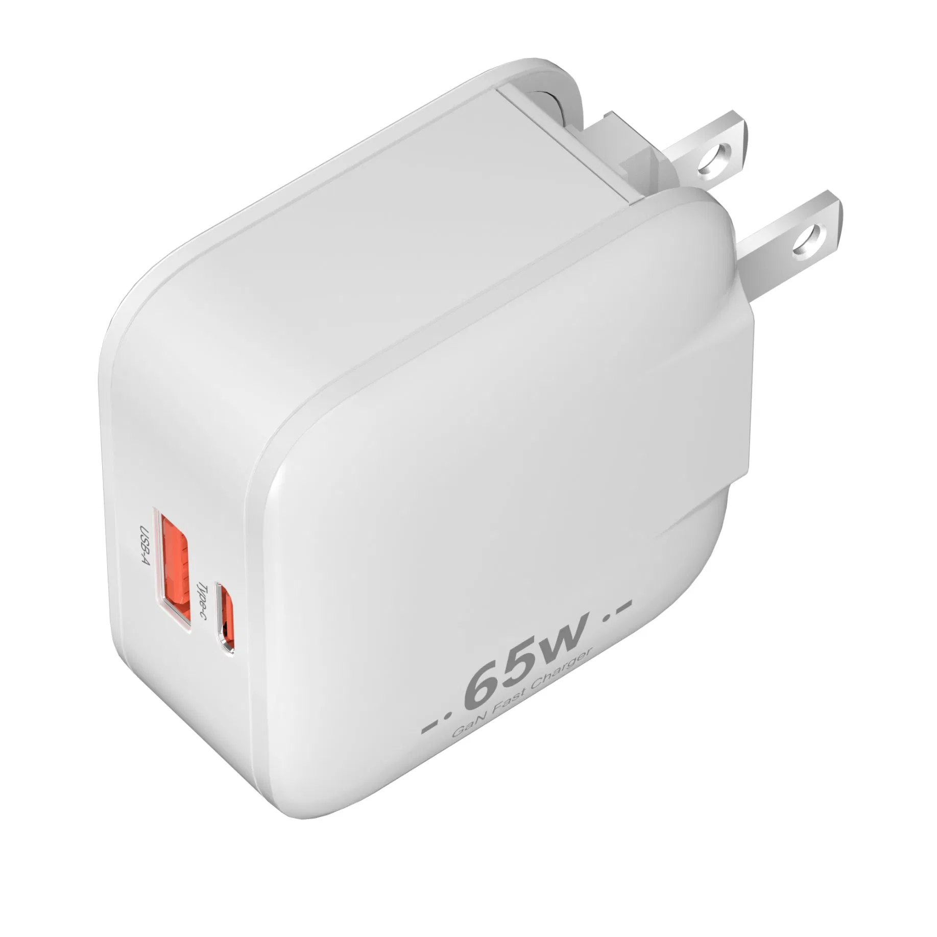 Chinese Factory 65W Two-Port GaN USB-C Mobile Charger with Power Delivery Pd for Laptops, Tablets &amp; Phones (iPhone16/ 15/14/13/12/11/X, iPad, MacPro, Samsung)