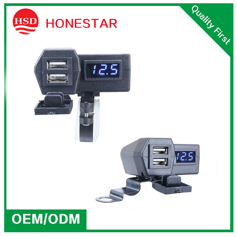 Motorcycle Accessories Dual USB Cigarette Lighter Voltmeter Display Waterproof Car Charger