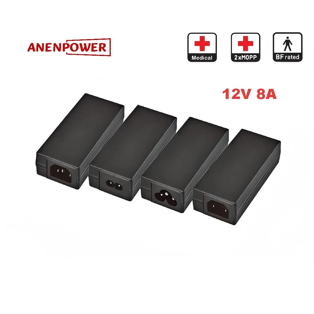 2*Mopp Switching Power Supply 12V 8A 100W Max Desktop IEC/UL 60601-1 Medical Power Adapter