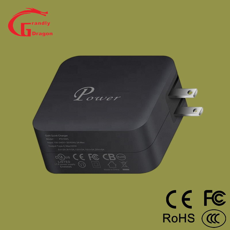Hot America Pd GaN Charger Power Adapter Type-C 20V/5A 100W Wall Charger Us Plug QC3.0 Fast Phone Charging Laptop Smart Phone Tablet Universal