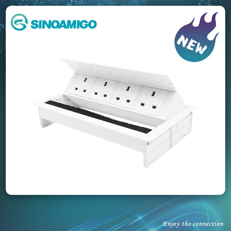 Tabletop brush Connectivity Box Outlet with Socket HDMI LAN VGA Power for Desktop Conference