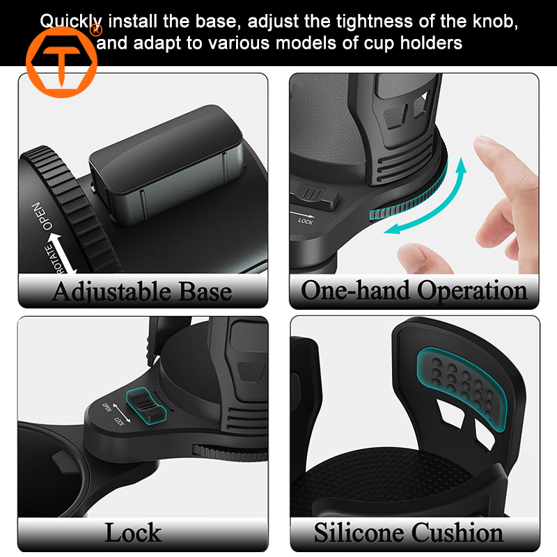 Long Expandable Lock Button Switch Car Coffee Cup Holder for Multiple Beverages