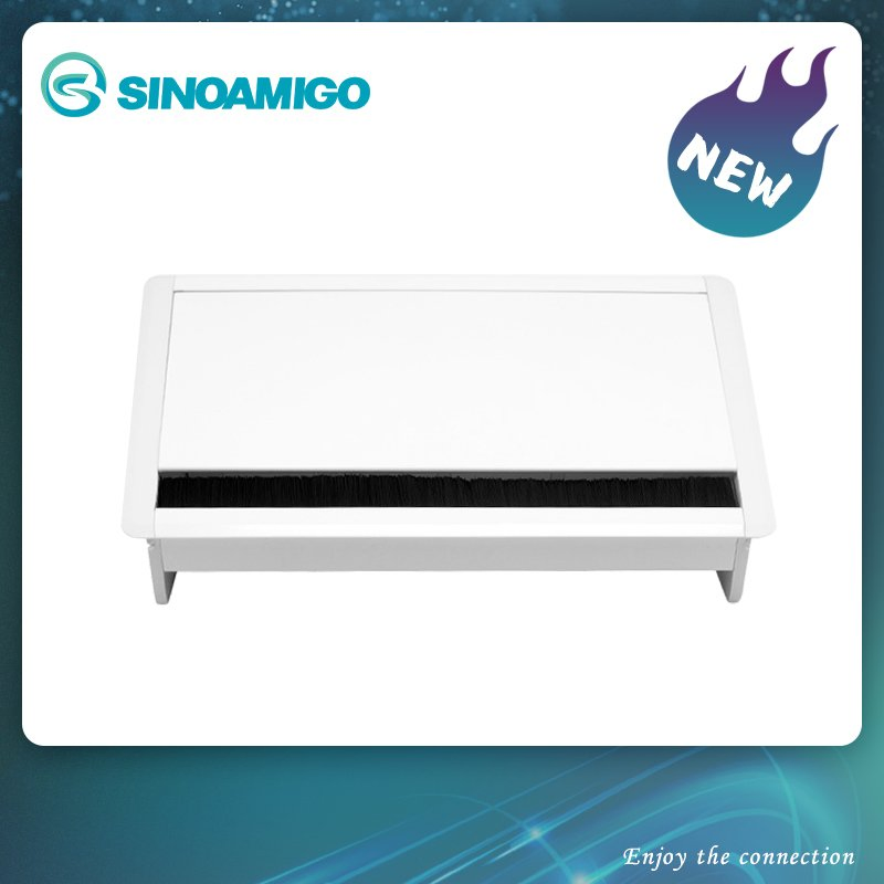 Tabletop brush Connectivity Box Outlet with Socket HDMI LAN VGA Power for Desktop Conference