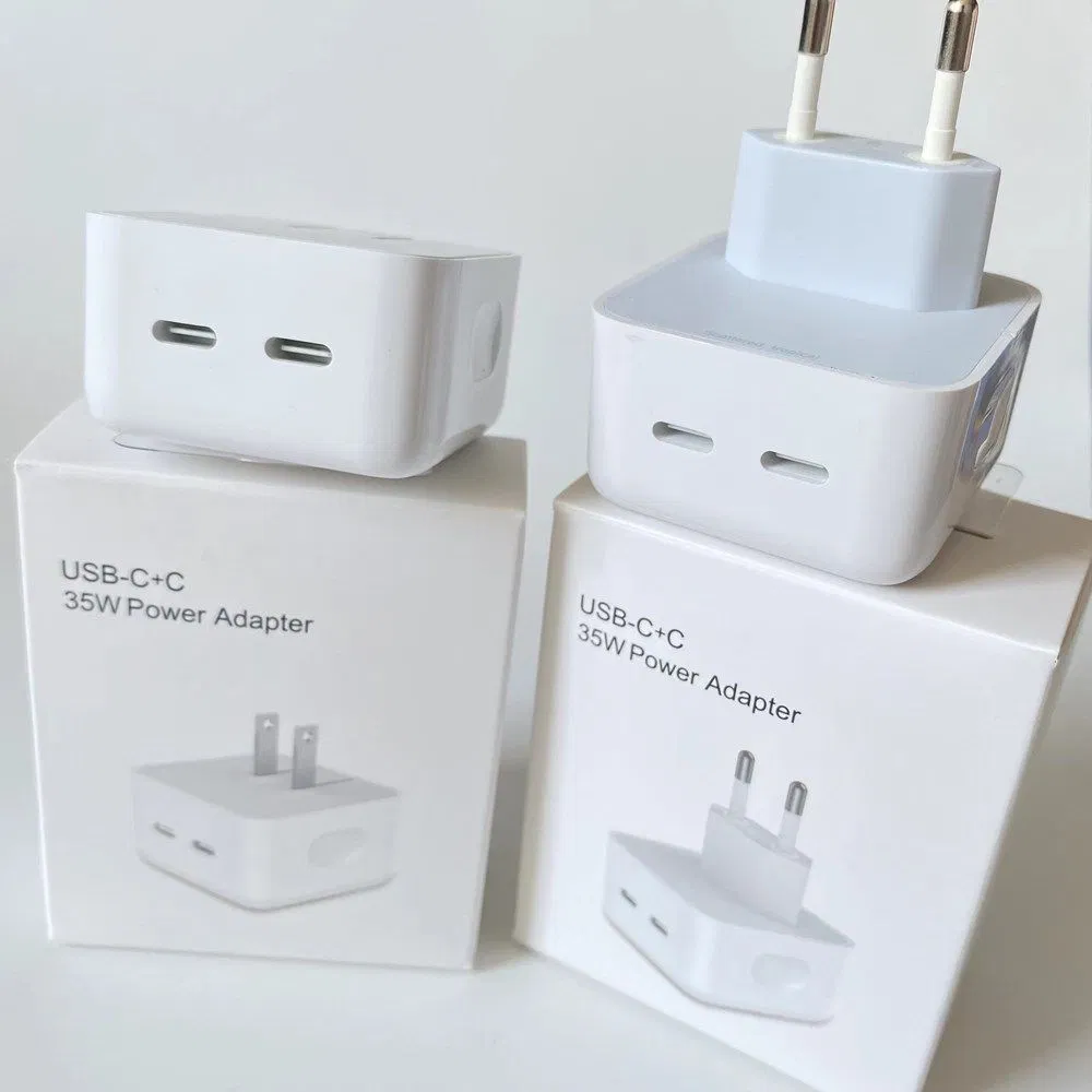 Original Quality Us EU UK Plug 35W Pd Charger for Apple iPhone 12 13 14 15 16 PRO Max Pd Fast Charging USB C Power Adapter Set