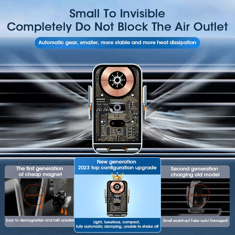 C10 Infrared Sensor Transparent Car Air Vent Wireless 15W Fast Charger Phone Holder for Car Navigation - Silver