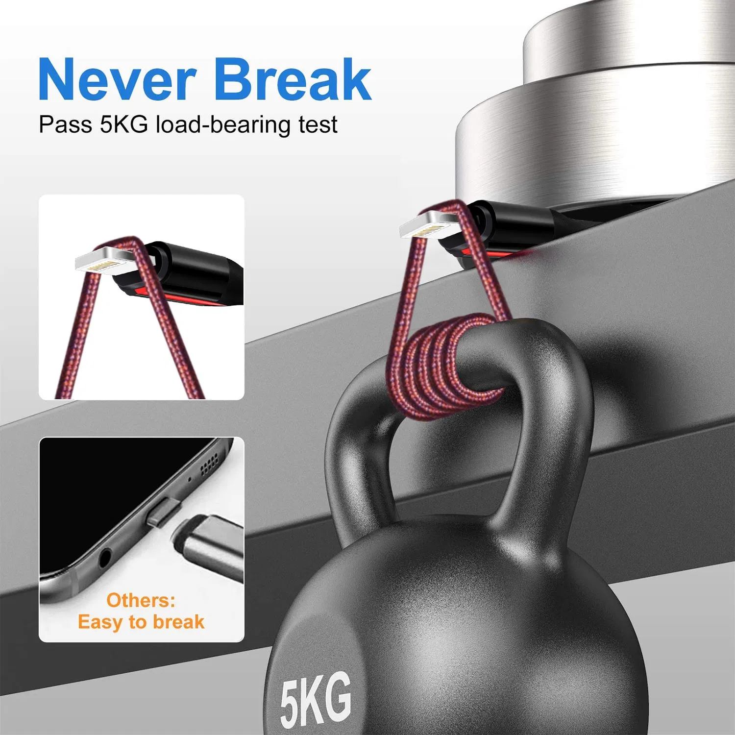 Durable Phone Charging Cable USB to Lightning Charging Cable Mfi Certified Phone Data Cable Accessories