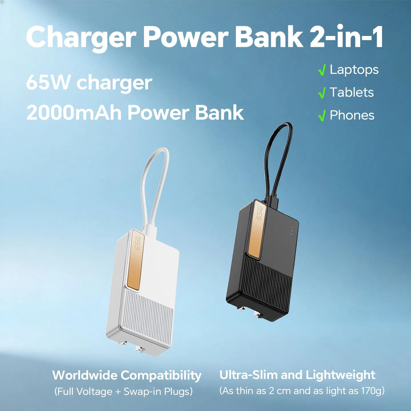 Quality Assured Wall Plug Power Delivery 65W GaN Pd Uninterruptible Charger for Office Work