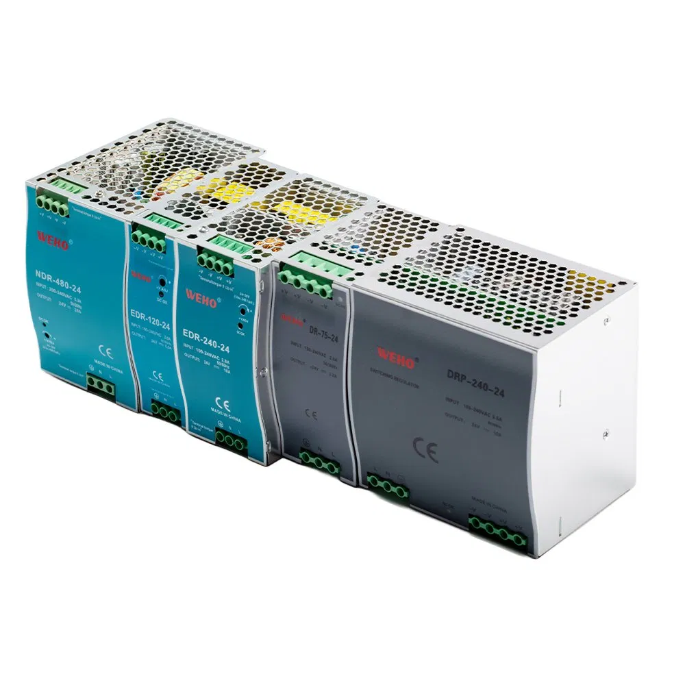 Ndr Series DIN Rail Industrial Switching Power Supply High Efficiency 75W 120W 240W 480W AC to DC Constant Voltage SMPS Power Supply
