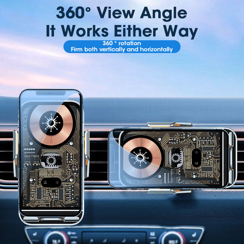 C10 Infrared Sensor Transparent Car Air Vent Wireless 15W Fast Charger Phone Holder for Car Navigation - Silver