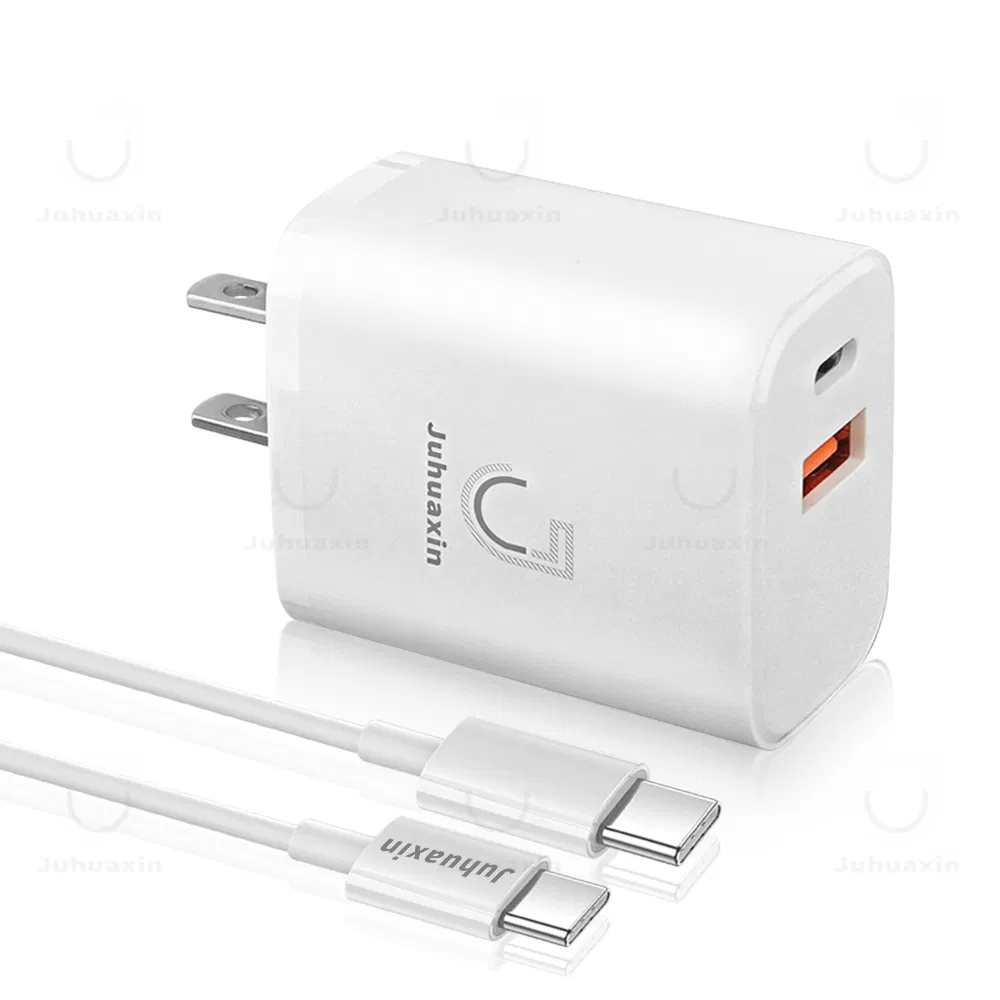 Juhuaxin Carga Rapida Cargadores Para Celulares Cubo USB Dual a+C Pd 15W 20W 18W 30W CE Fast Charging Type C Port Power Adapter Mobile Phone Charger for Samsung