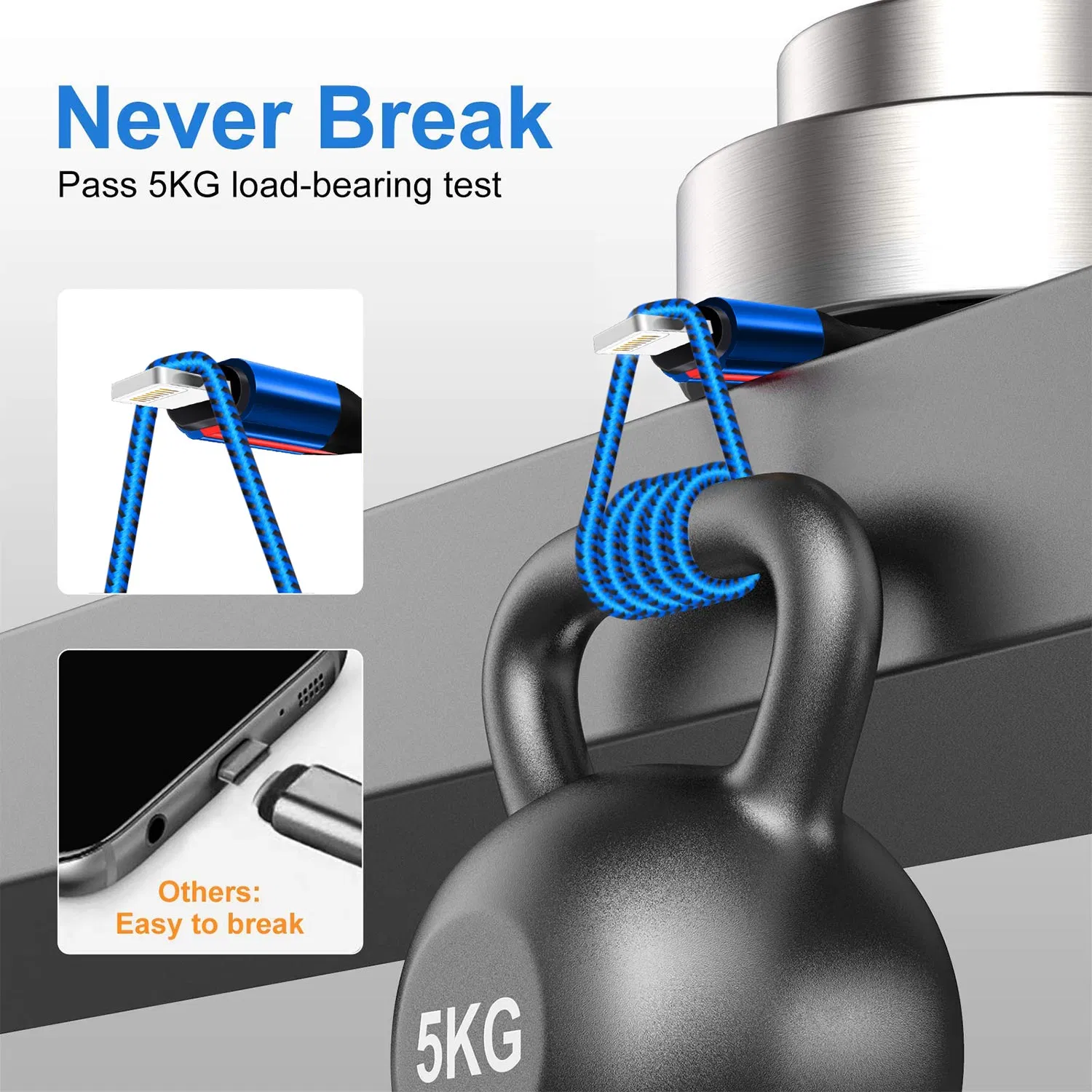 Durable Lightning Phone Charging Cable Fast USB L Charging Cable Mfi Compatible with iPhone