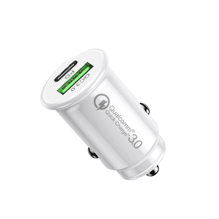 USB C Car Charger Super Mini 20W Fast USB Car Charger Pd&QC 3.0 Dual Port Car Adapter