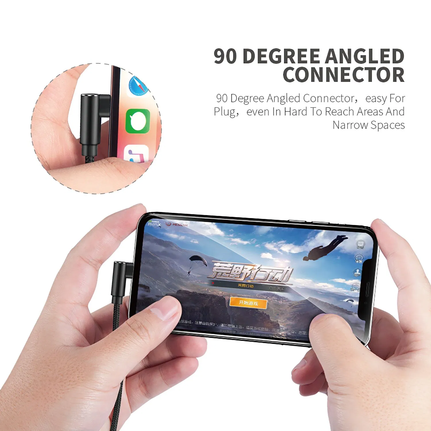 Right Angle USB to Lightning Nylon Braided Cable with Mfi Certified for Ios iPhone