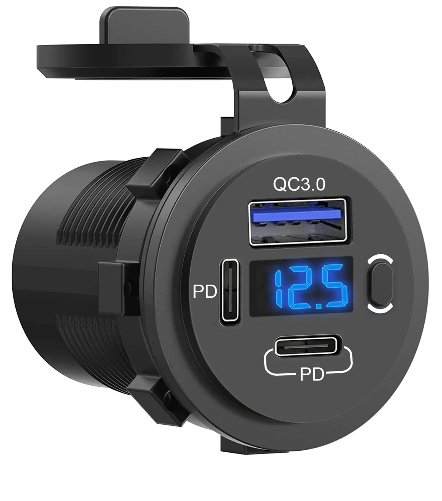 Universal USB C Car Charger Outlet Socket 20W Pd &amp; Dual 18W QC3.0 Port 12V-24V