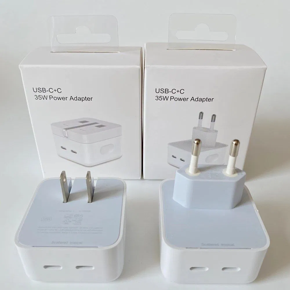 Original Quality Us EU UK Plug 35W Pd Charger for Apple iPhone 12 13 14 15 16 PRO Max Pd Fast Charging USB C Power Adapter Set