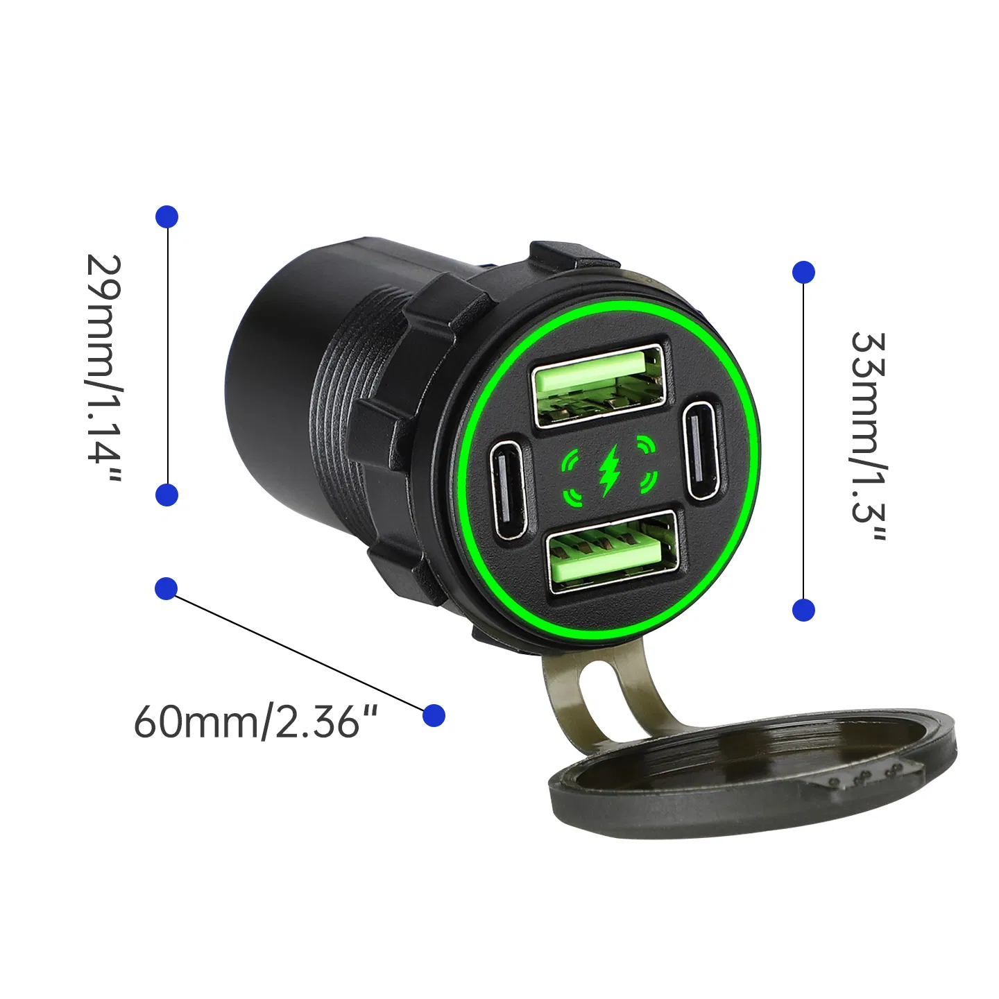 Custom Order Four Port Intelligent 12 to 24V Car Charging Device with Strong Power Delivery Fast Car Charger