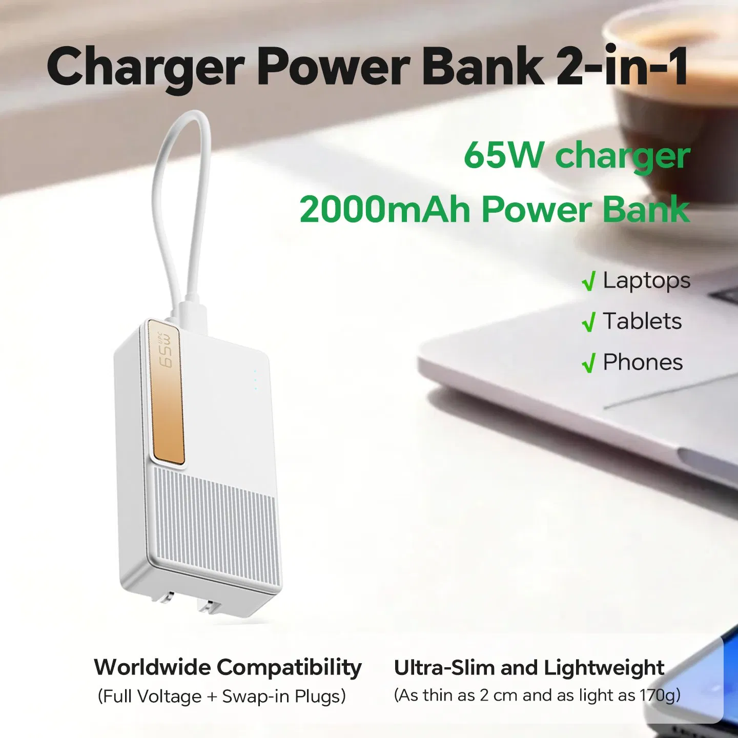 High Speed Current Protection Power Delivery 65W GaN Pd Uninterruptible Charger for Laptops