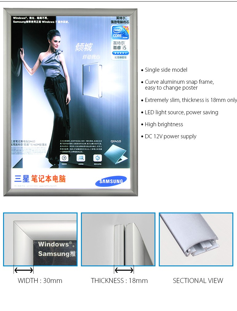 A4 A3 A2 A1 Backlit Poster Display Frame Menu Board Advertising Slim LED Light Box