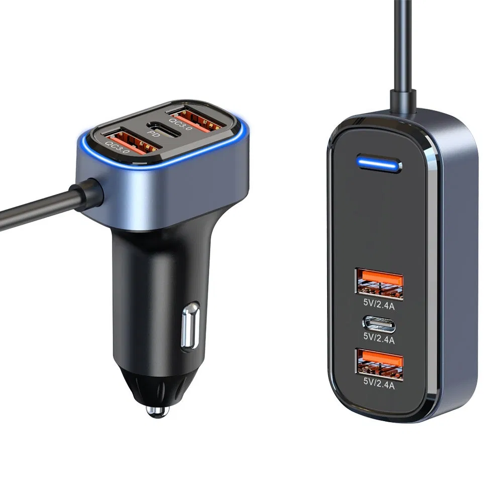 Universal 6-Port Car Charger 6-Port Super Power Car Charger Compatibility Multi-Device Fast Charging with Safety Protections