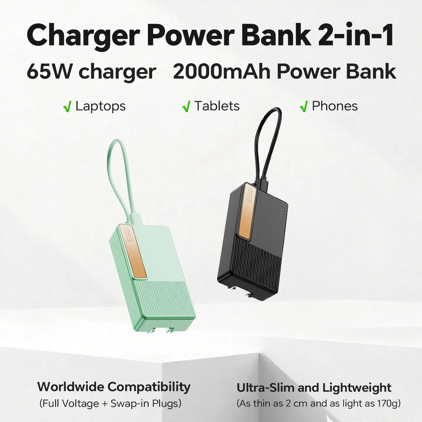 Durable Build Uninterruptible Power Delivery 65W GaN Pd Emergency Charger for Workstations