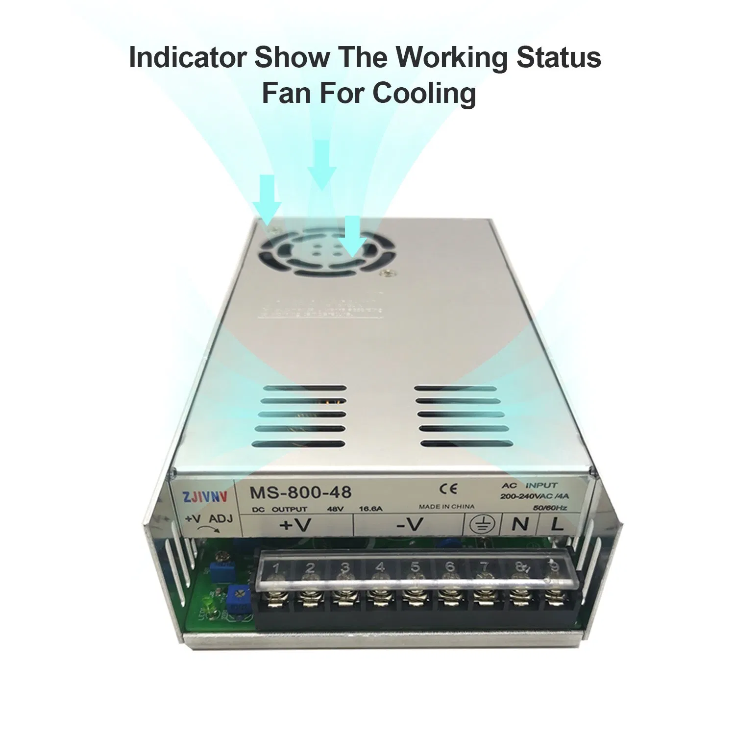 800W Switching Power Supply Input 220VAC DC 24V/36V/48V SMPS for LED Strip Light CCTV Motor Ms-800 Mini Size 33.3A