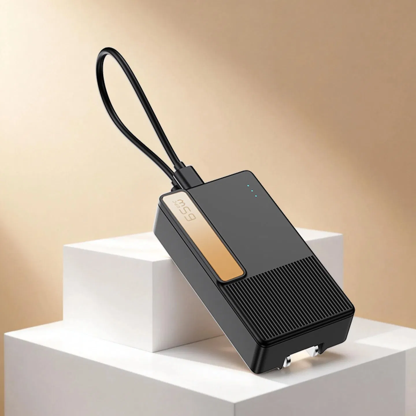 65W Uninterruptible Power Charger USB-C Port Fast GaN Charger 2000mAh Portable Charger Compact Design for Business Travel Easy Carrying