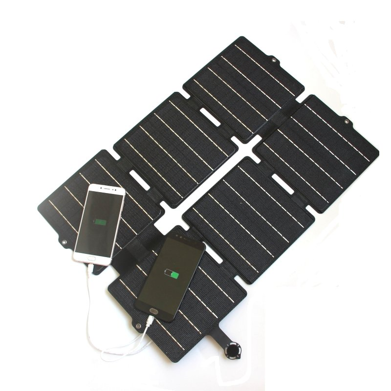 Waterproof 30W Foldable ETFE Solar Panel Charger 5V Dual USB DC12V Output Portable 12V Battery Charger