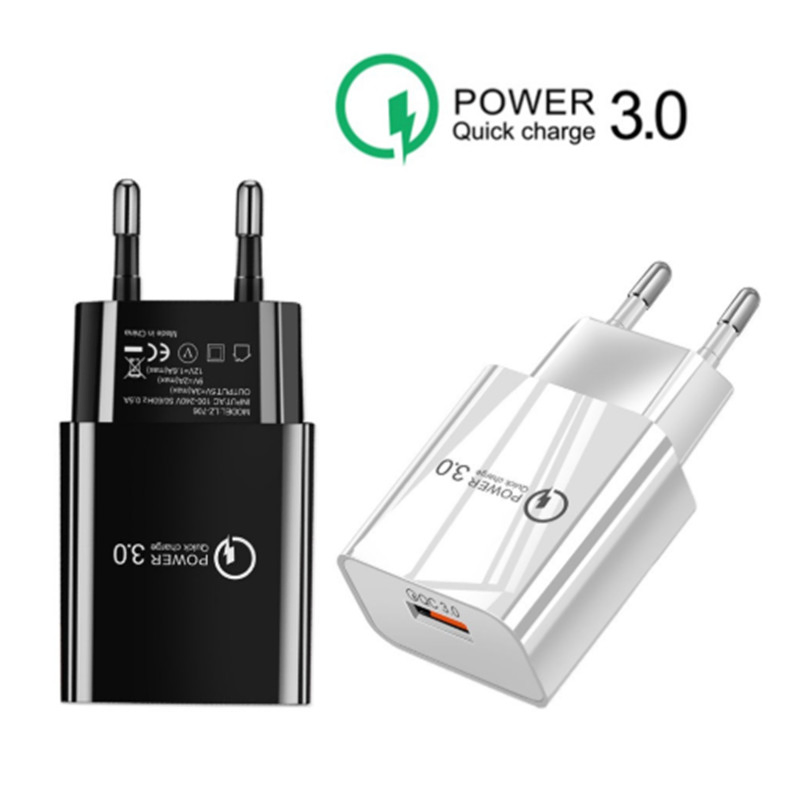 QC 3.0 3A 18W Quick Fast Charger Charging Hub Wall Power Adapter USB A US EU Europe 2 Prongs Plug Charger