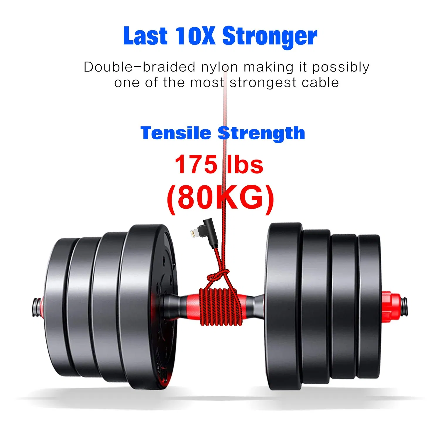 Durable USB to Lightning Cable Nylon Braided 90 Degree Angle for iPhone Mfi Mobile Devices