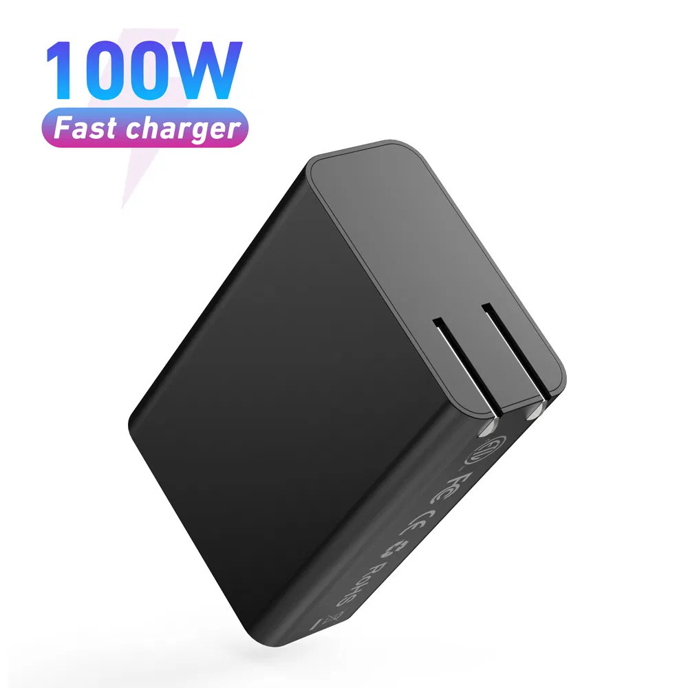 GaN 100W Pd Fast Adapter Mobile Phone Charger UK Plug 4 Ports 100W Black GaN Charger