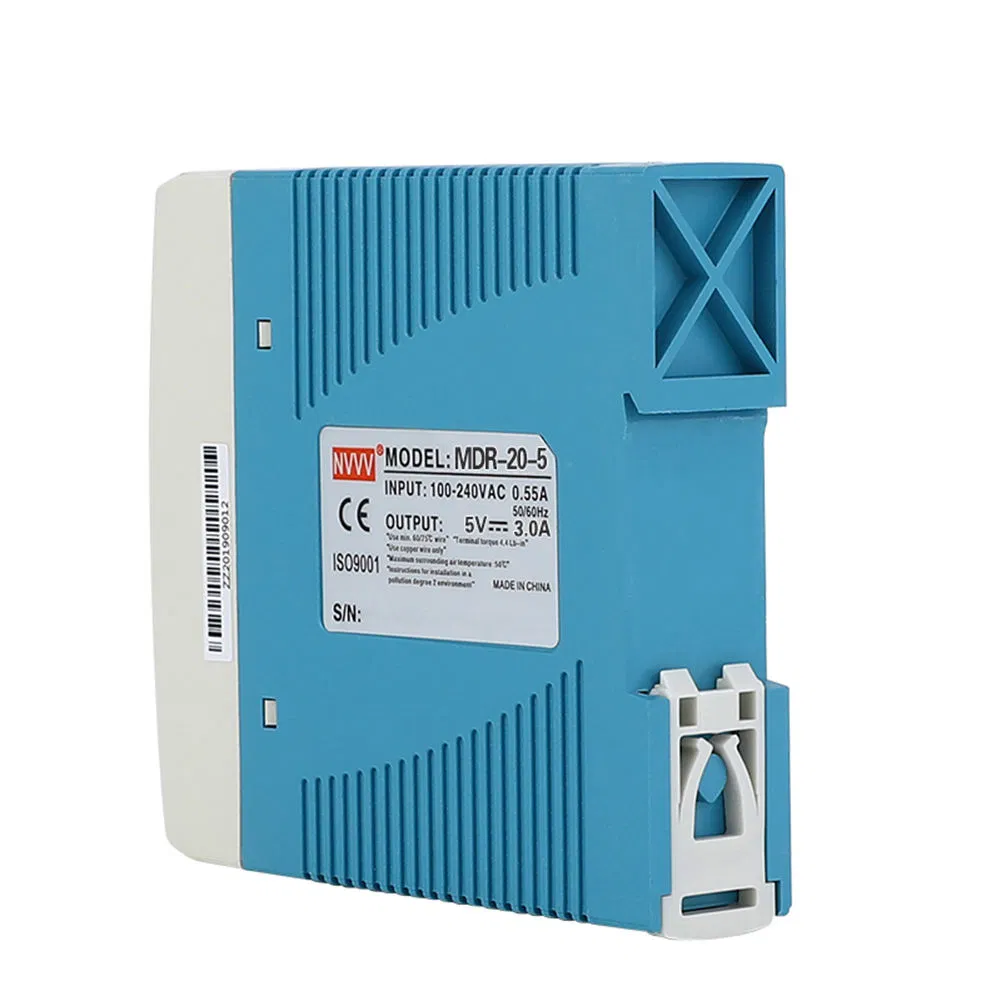 5V DC Power Supply DIN Rail 20W Mini Size Switching Power Supply Plastic Case 20W DIN Rail Industrial Power Supply Mdr-20-5