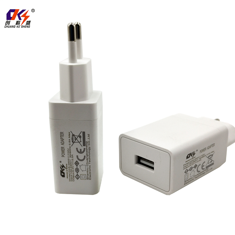 Chuangkesheng 5V 2 USB-a Charger Switching Adapter Type-C Micro USB Plugs 5V 2.1A Industrial Mobile Power Supply with Wholesaler