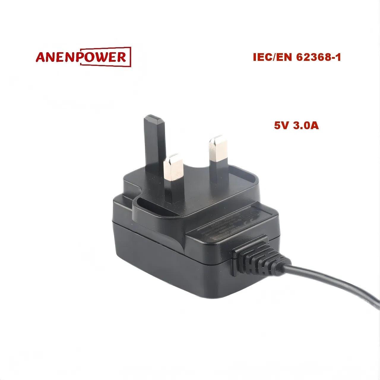 5V 3A 15W AC Adapter - UK Plug, Compliant with IEC/En 62368-1 and Ukca Requirements