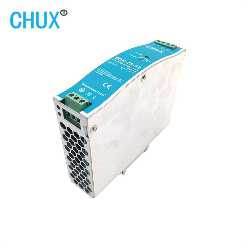 High Efficiency EDR DIN Rail Single Output Switching Power Supply AC to DC 12V 75W Adjustable SMPS
