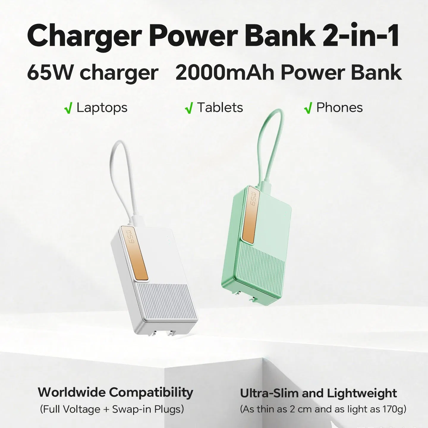 Space Saving Voltage Protection Power Delivery 65W GaN Pd Wall Plug Charger for Fast Charging