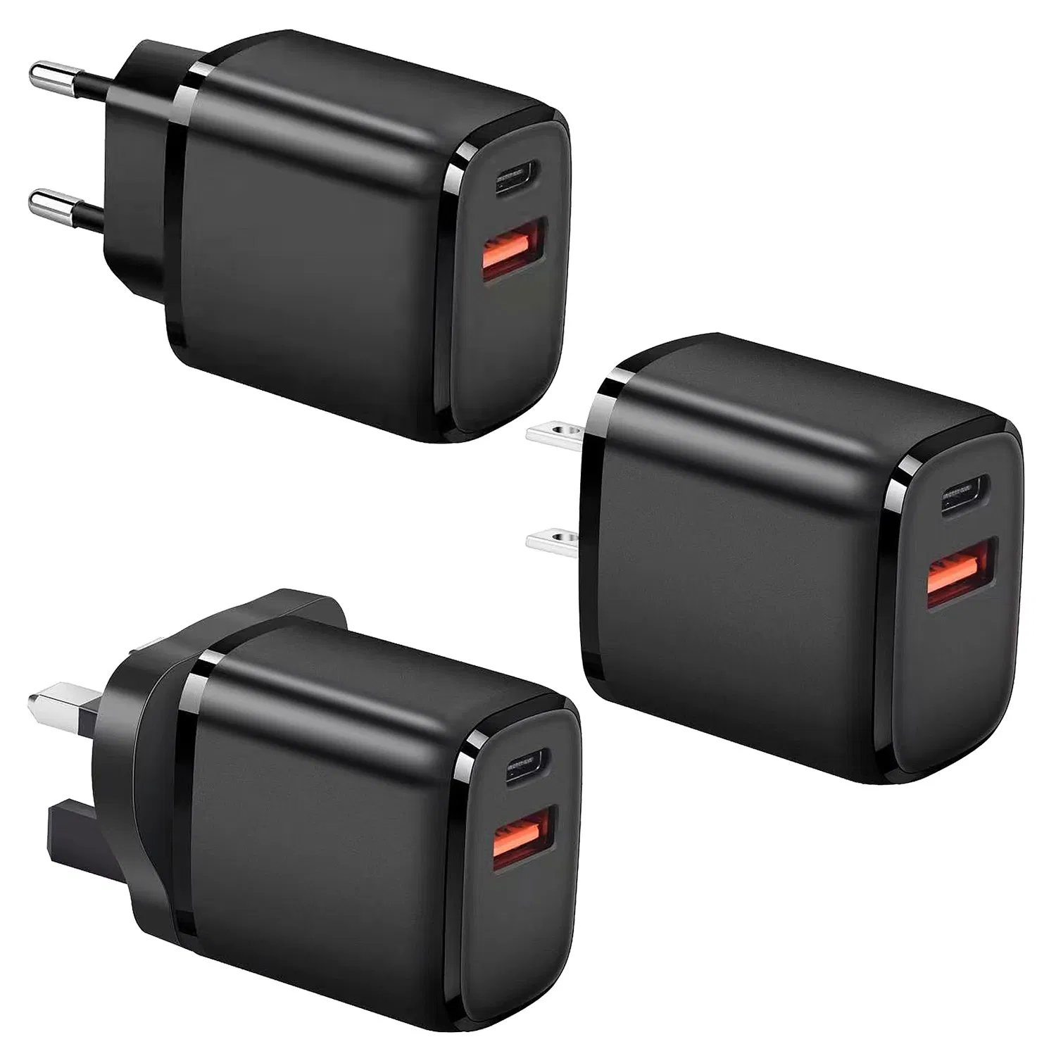 Factory Price Dual Port USB Type C Charger 20W Pd 18W Charging QC Adapter for Mobile Accessories