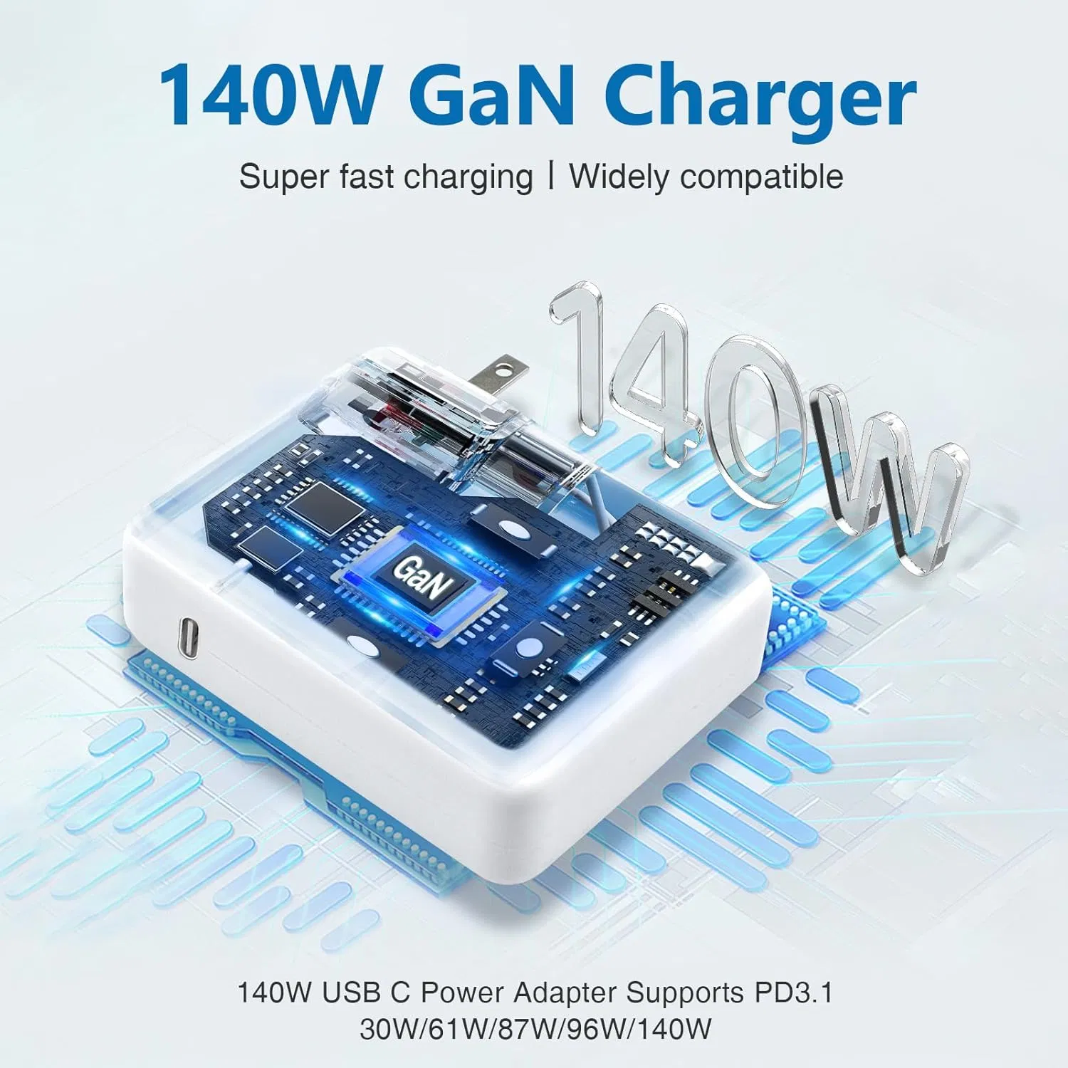 140W USB-C Pd Charger Compatible with MacBook PRO 16 Inch M4 M3 M2 M1 Power Adapter 140W USB-C Power Delivery Fast Charger Wall Adapter MacBook PRO Compatib