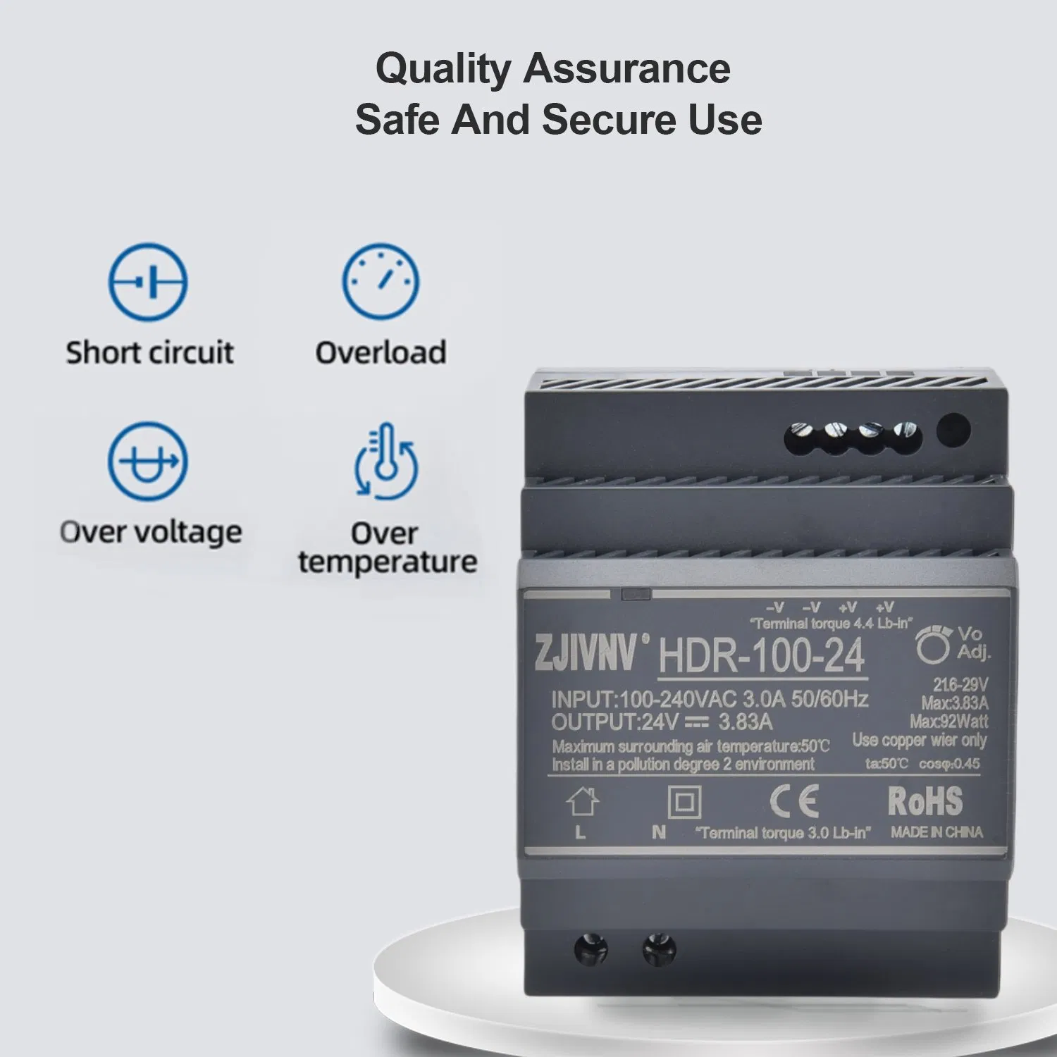 15W 30W 60W 100W 150W Hdr Series Switching Power Supply DIN Rail AC-DC 12V 24V 36V 48V SMPS for Industrial Equipment Hdr-15 Hdr-30 Hdr-60 Hdr-100 Hdr-150