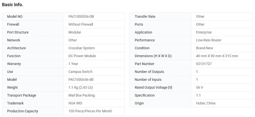 PAC1000S56-DB Power Supply