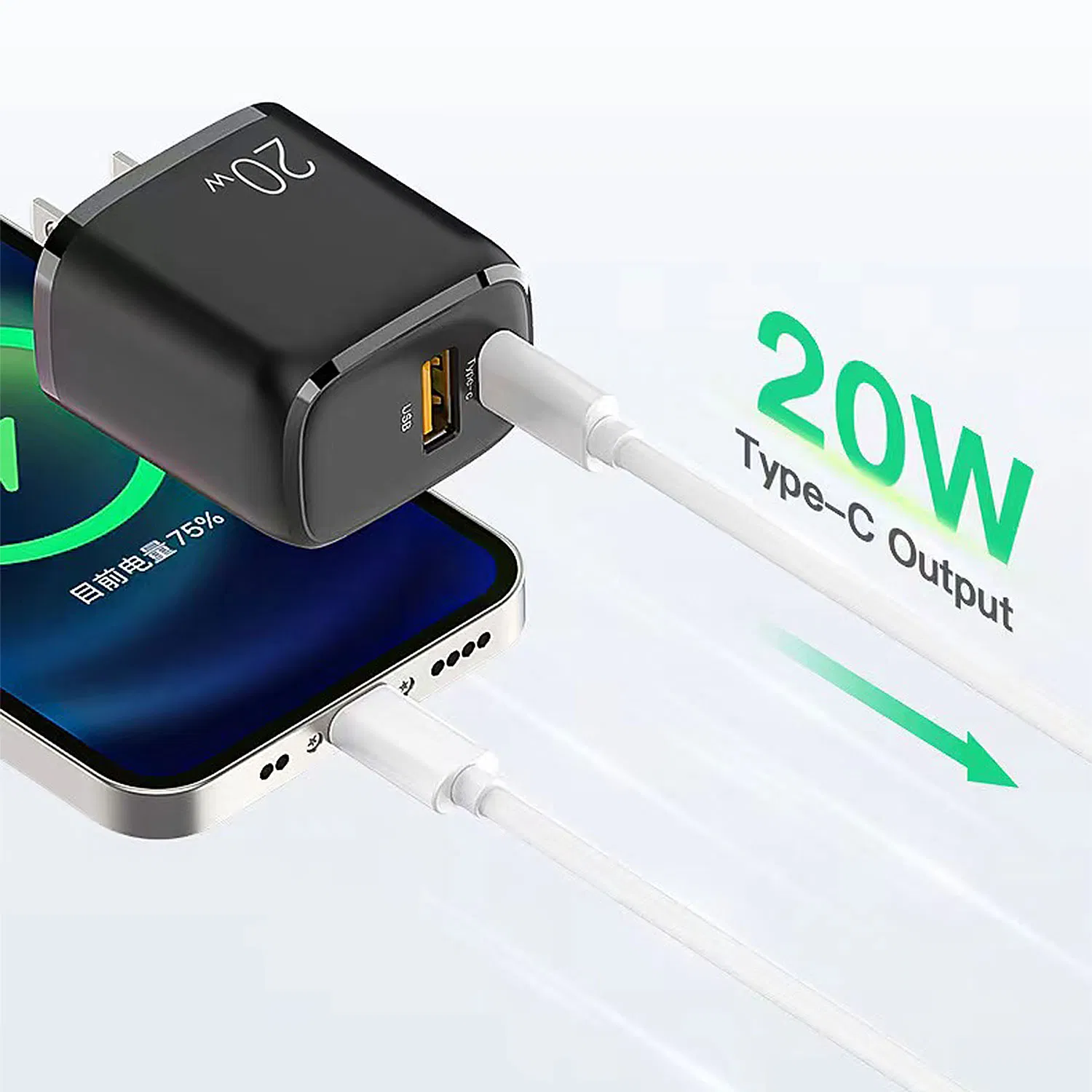 Factory Price Dual Port USB Type C Charger 20W Pd 18W Charging QC Adapter for Mobile Accessories