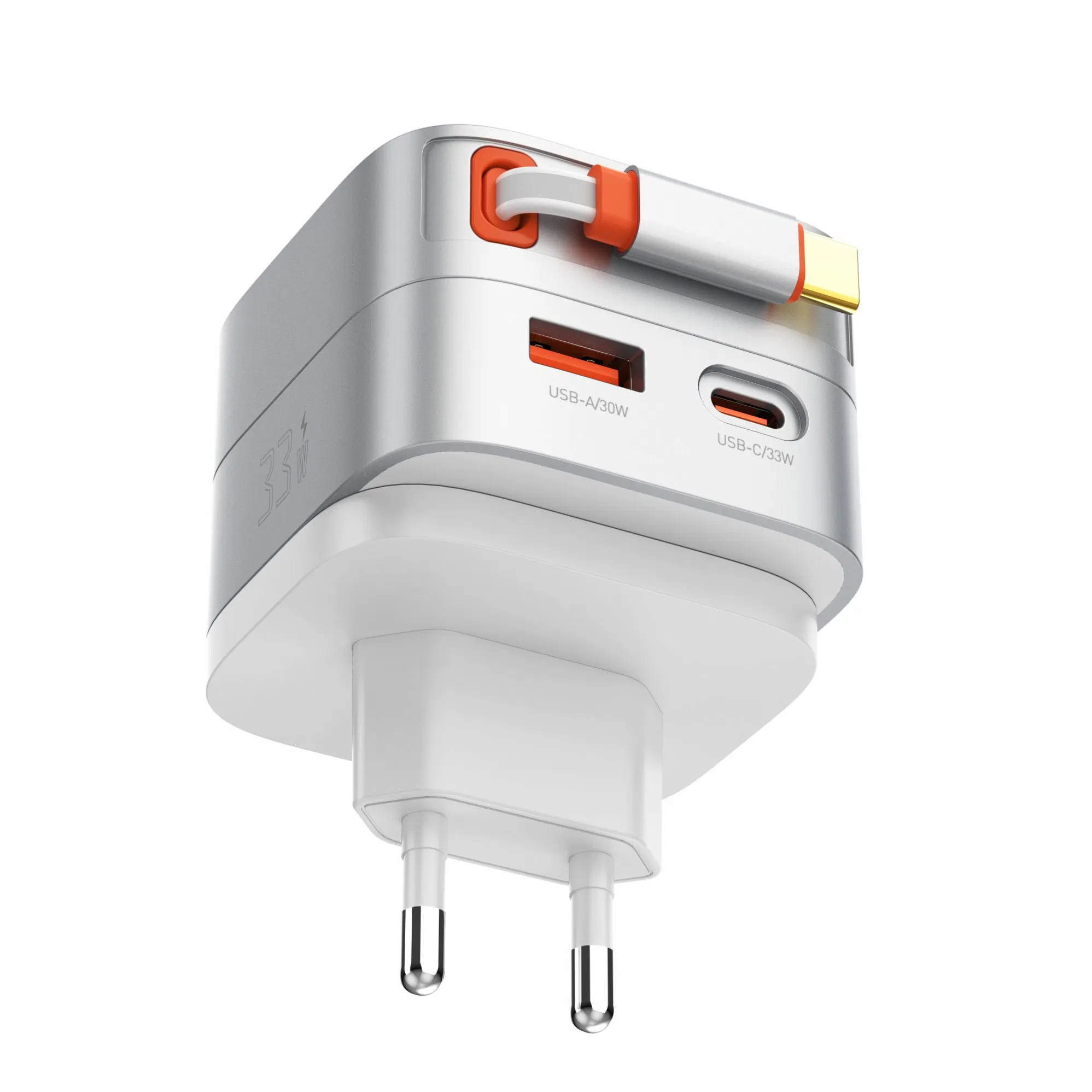 Ldnio Q9 33W GaN Pd3.0 PPS Ihone Fast Charger Retractable USB C Cable Travel Adapter Charger for iPhone LG Xiaomi Huawei