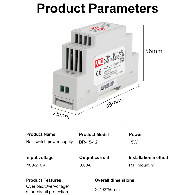 Dr-60-24 60W Industrial Guide Rail Switch Voltage Switching Power Supply